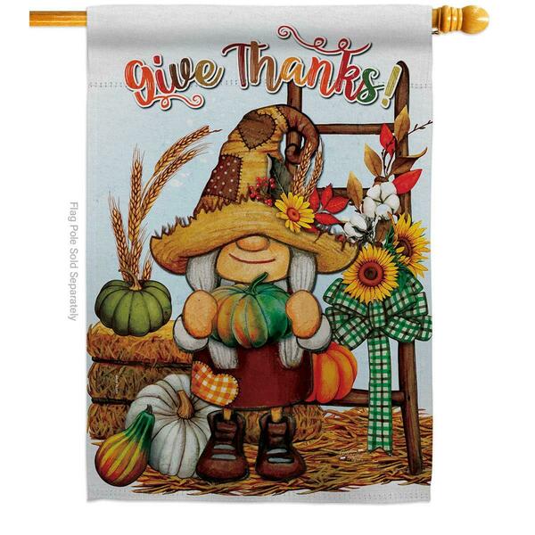 Angeleno Heritage 28 x 40 in. Falltime Thanksgiving Give Thanks House Flag H130417-BO